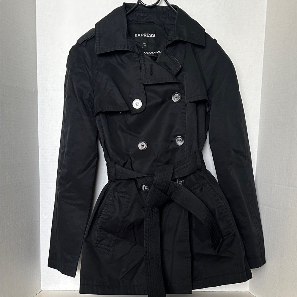 Express Women's Elegant Black Trench Coat